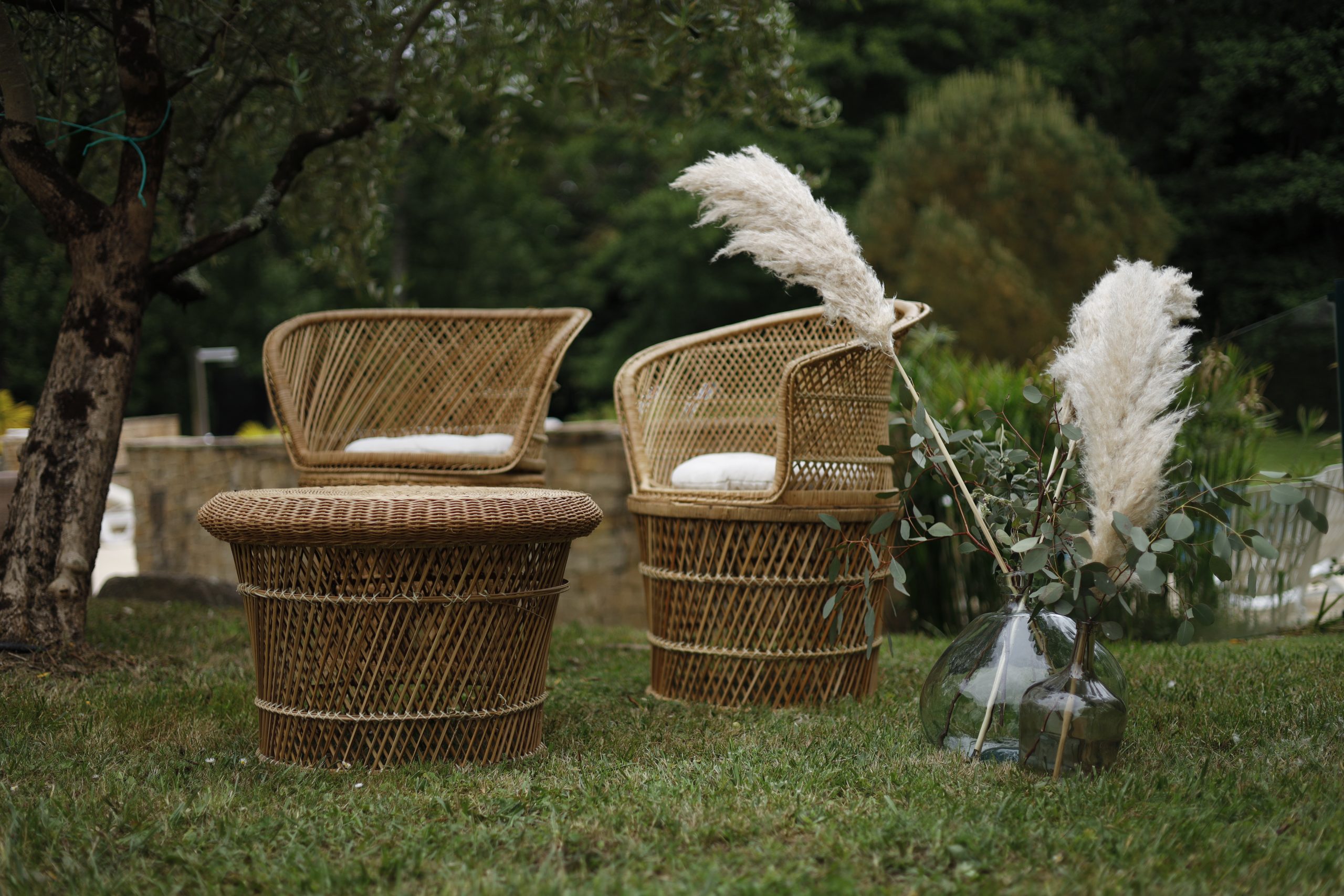 Location salon en osier pour mariage - Ma Jolie Fiesta