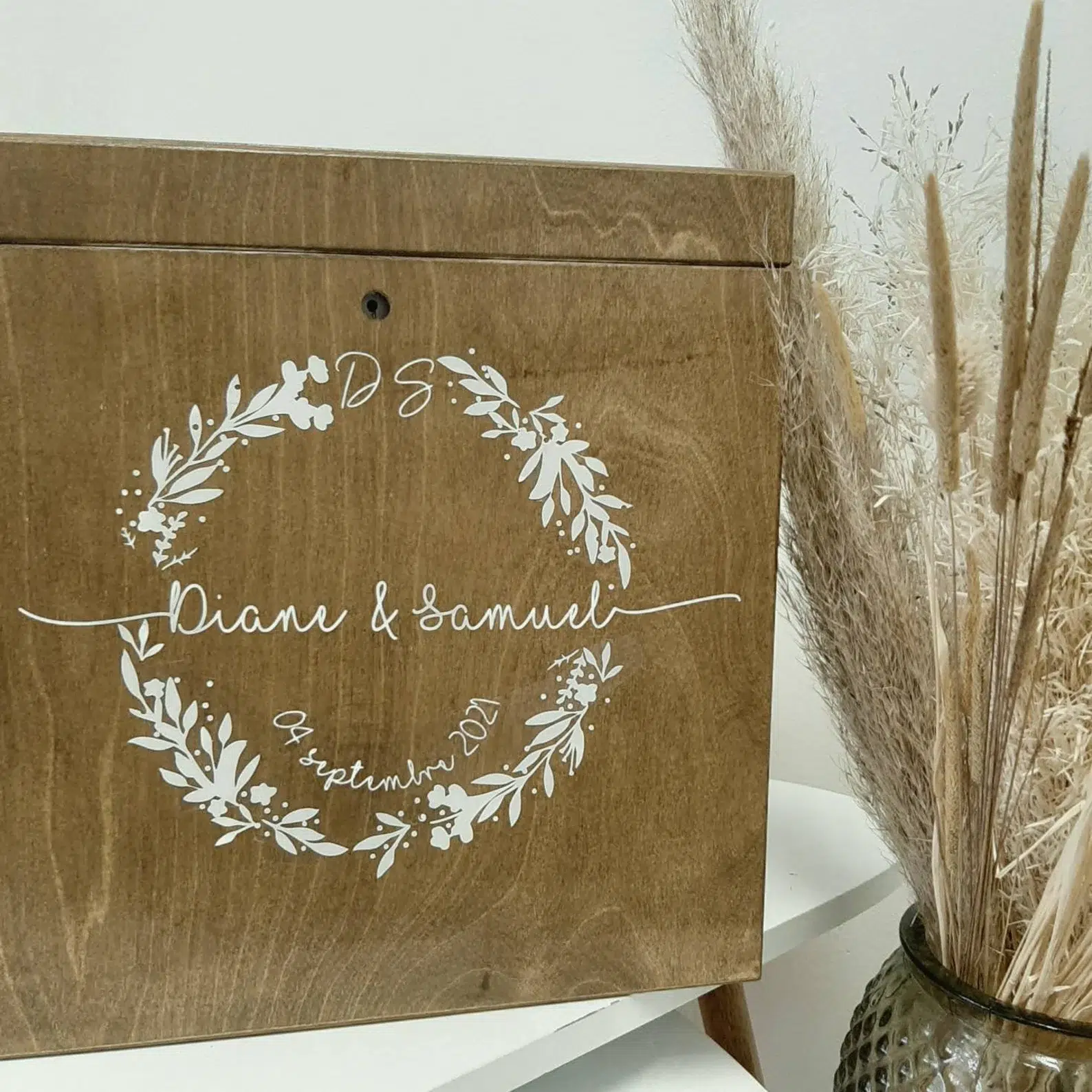 Location urne en bois personnalisable pour mariage - Ma Jolie Fiesta