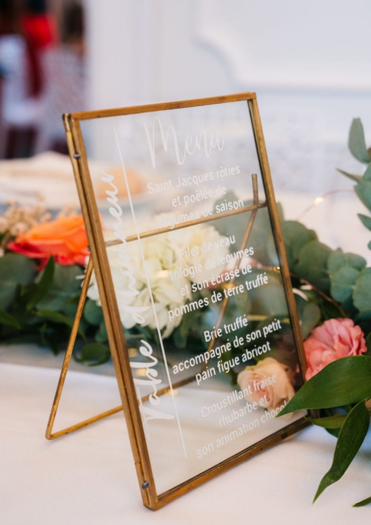 Location cadre doré pour menus et numéros de tables pour mariage - Ma Jolie Fiesta