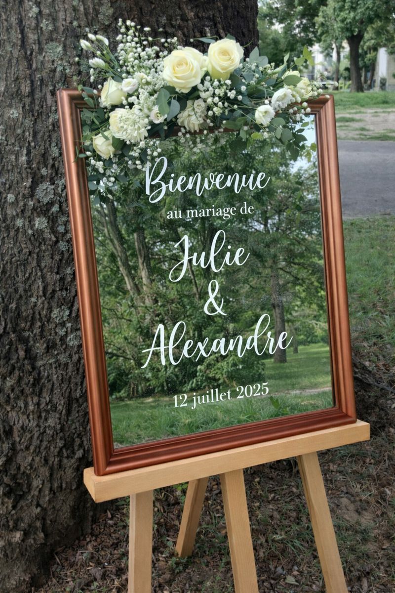 Location miroir cuivré pour panneau de bienvenue pour mariage - Ma Jolie Fiesta