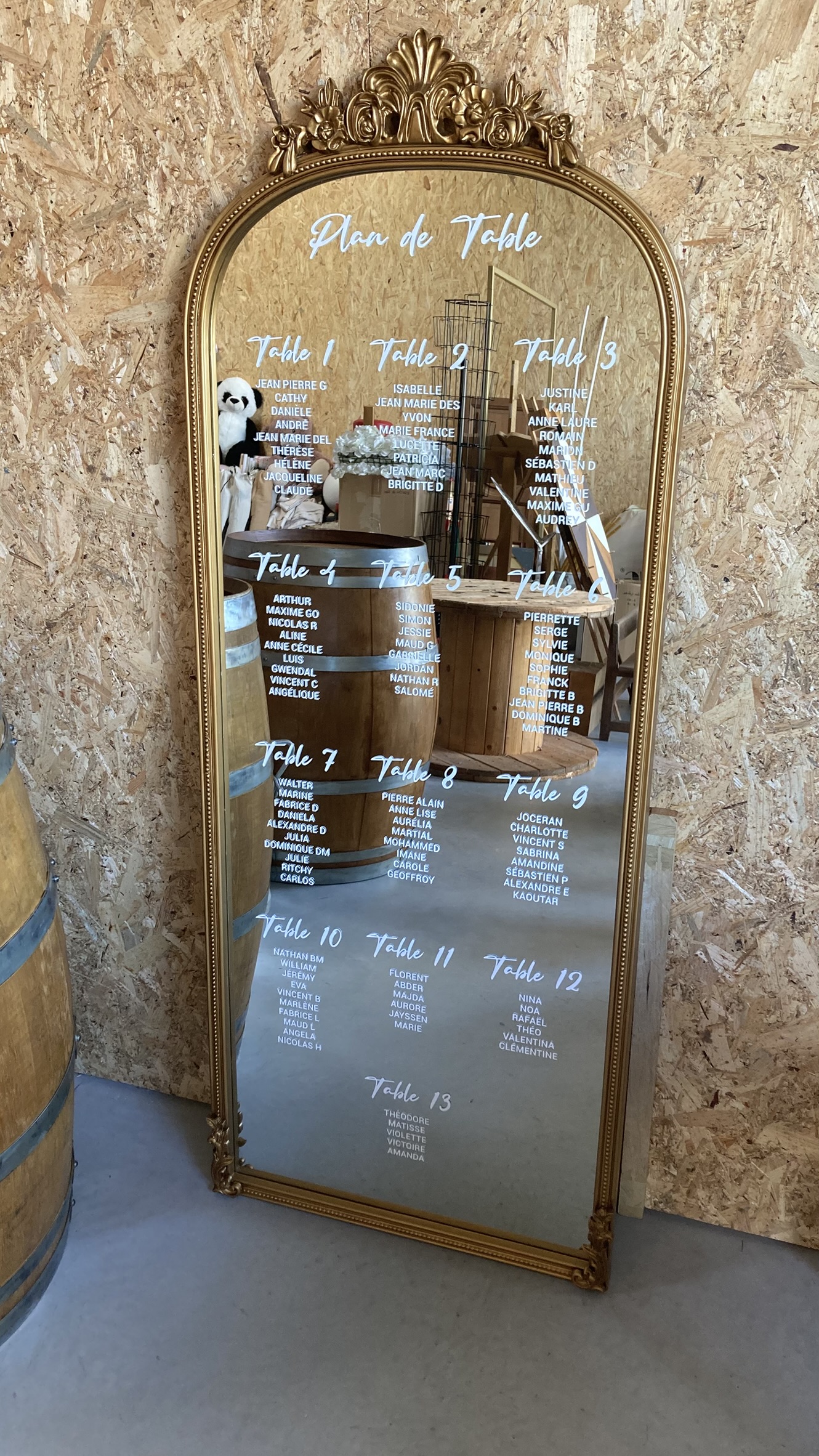 Location grand miroir doré pour plan de table pour mariage - Ma Jolie Fiesta