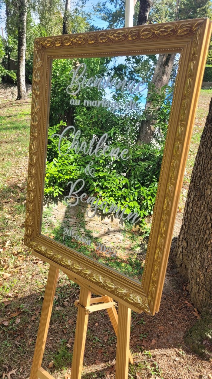 Location petit miroir doré pour mariage - Ma Jolie Fiesta