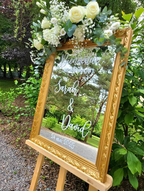 Location petit miroir doré pour panneau de bienvenue pour mariage - Ma Jolie Fiesta