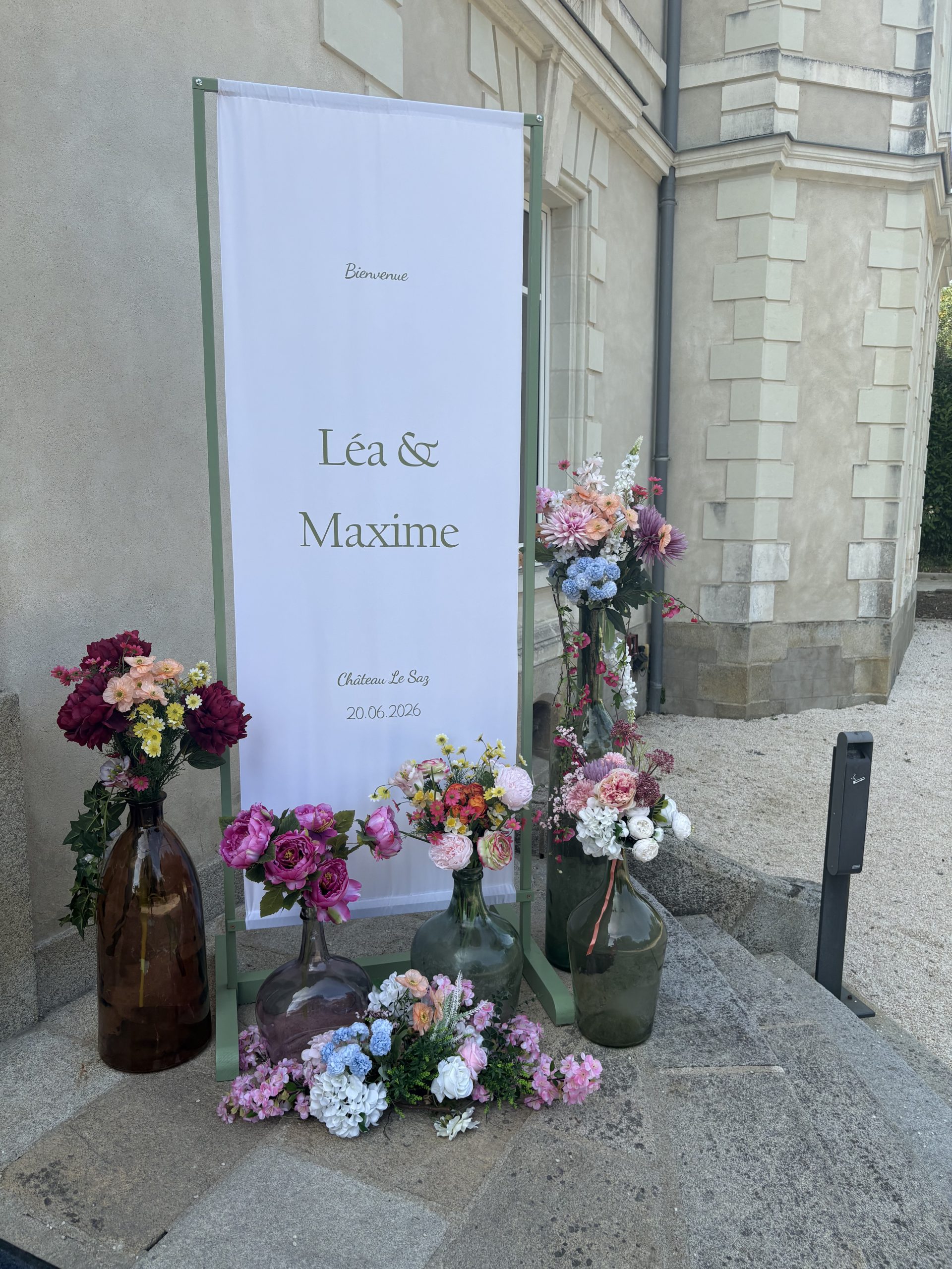 Location arche rectangulaire verte pour panneau de bienvenue ou plan de table pour mariage - Ma Jolie Fiesta